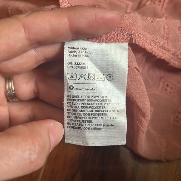 H&M Size 10 Pink Long Sleeve Ruffled Button Down Top Blouse - Picture 8 of 8